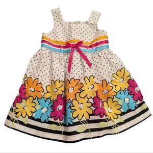 Infant Girls Y2K Floral Polka Dot Print With Ribbon‎ Details 12 Months